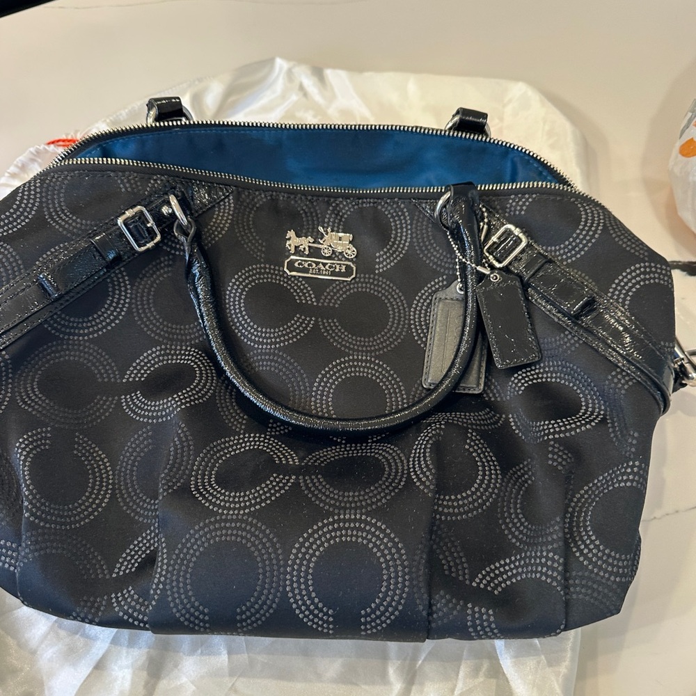 Coach Black Shoulder Bag with Signature Monogram (Sophia) - Picture 5 of 7